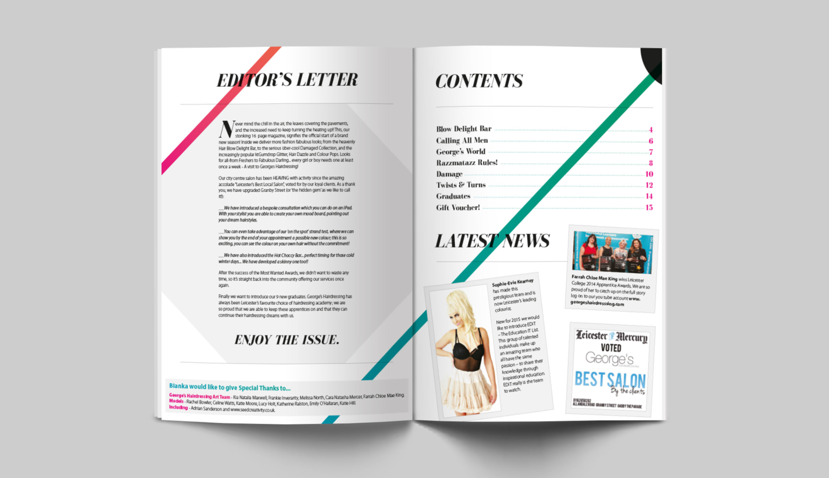 George's Hairdressing magazine spread